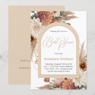 Vintage Fall-Blume-Brautparty | Einladung