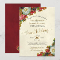 Vintage Fall-Blume Virtuelle Hochzeit in Elfenbein