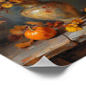 Vintage Fall Dried Flowers Rustic Wall Art Poster (Ecke)