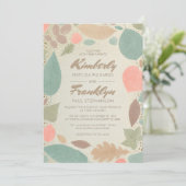 Vintage Fall Farbige Blätter Golddots Hochzeit Einladung (Stehend Vorderseite)