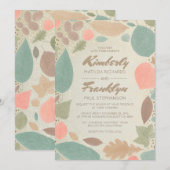 Vintage Fall Farbige Blätter Golddots Hochzeit Einladung (Vorne/Hinten)