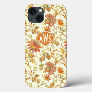 Vintage Fall Floral Blätter Orange Monogramm Case-Mate iPhone Hülle