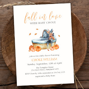Vintage Fall In Love Kürbis-Kinderbett Babyparty Einladung