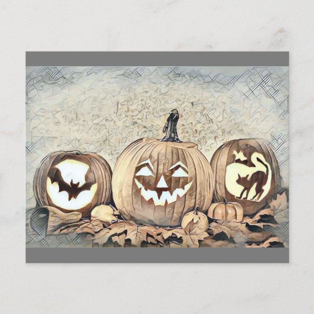 Vintage Fall Kürbis Herbstfarben Aquarell (Vorderseite)