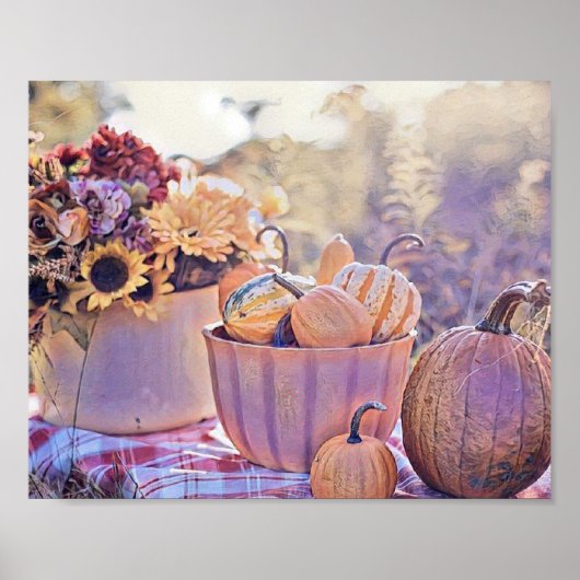 Vintage Fall Kürbis Herbstfarben Aquarell Poster (Vorne)