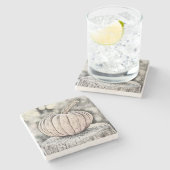 Vintage Fall Kürbis Herbstfarben Aquarell Steinuntersetzer (Seitenansicht)