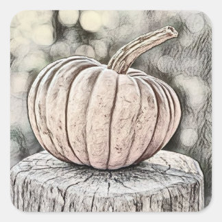 Vintage Fall Kürbis Herbstfarben Aquarellplatz Quadratischer Aufkleber
