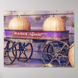 Vintage Fall Kürbis Karren Herbstfarben Aquarell Poster