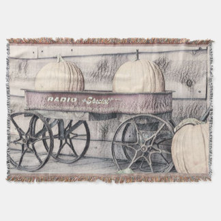 Vintage Fall Kürbis Karren Herbstfarben zeichnend Decke