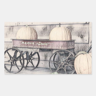 Vintage Fall Kürbis Karren Herbstfarben zeichnend Rechteckiger Aufkleber
