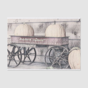 Vintage Fall Kürbis Karren Herbstfarben zeichnend Seidenpapier
