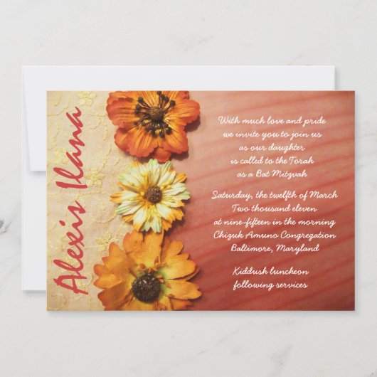 VINTAGE FALL-SCHAUTY Lacey Bat Mitzvah Einladung (Vorderseite)