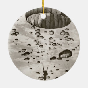 Vintage Fallschirmjäger am Himmel Keramikornament