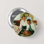 Vintage Familie Kochen Erntedank Abendessen Küche Button (Vorne & Hinten)