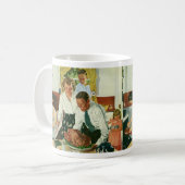 Vintage Familie Kochen Erntedank Abendessen Küche Kaffeetasse (Vorderseite Links)