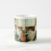 Vintage Familie Kochen Erntedank Abendessen Küche Kaffeetasse (Mittel)