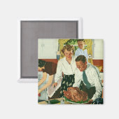 Vintage Familie Kochen Erntedank Abendessen Küche Magnet (Vorderseite/Rückseite)