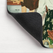 Vintage Familie Kochen Erntedank Abendessen Küche Mousepad (Ecke)