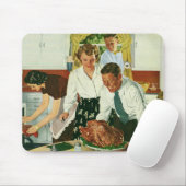 Vintage Familie Kochen Erntedank Abendessen Küche Mousepad (Mit Mouse)