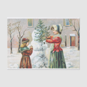 Vintage Familie Schneemann Seidenpapier