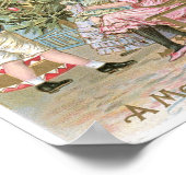 Vintage Familie um Weihnachtsbaum Poster (Ecke)