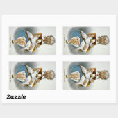 Vintage Familie, Vater mit Babys und Poker Hand Rechteckiger Aufkleber (Blatt)