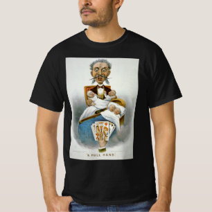 Vintage Familie, Vater mit Babys und Poker Hand T-Shirt