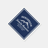 Vintage Familie Wiedersehen Trip Navy Blue Mountai Serviette (Ecke)