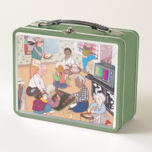 Vintage-Familien-Kunst-Lunchbox Metall Brotdose
