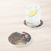 Vintage Familien-radfahrenUntersetzer Sandstein Untersetzer (Seite)