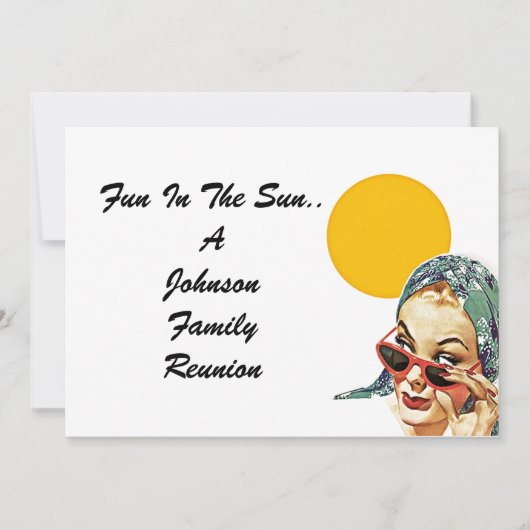 Vintage Familien-Wiedersehen-Sommersun-Dame Einladung (Vorderseite)
