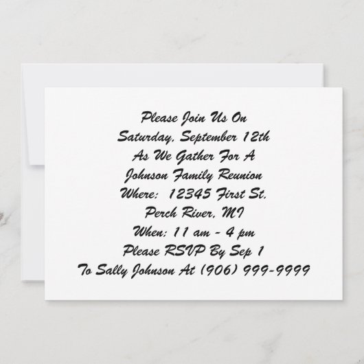 Vintage Familien-Wiedersehen-Sommersun-Dame Einladung (Rückseite)