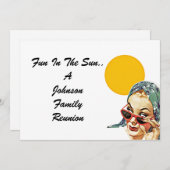 Vintage Familien-Wiedersehen-Sommersun-Dame Einladung (Vorne/Hinten)