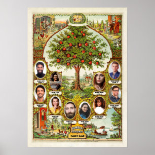 Vintage Familienaufzeichnung Familien-Stammbaum-Vo Poster