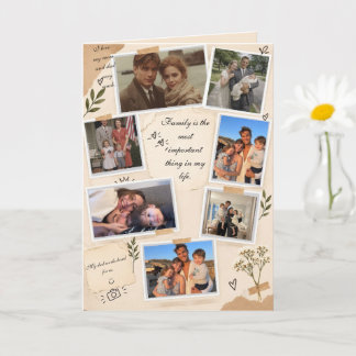Vintage-Familienfoto-Collage-Karte zum Falten Karte