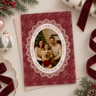 Vintage-Familienfoto-Weihnachts-Feiertagskarte Feiertagskarte