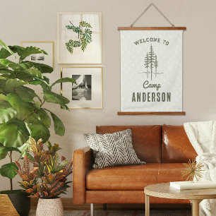 Vintage-Familienname Lager Baum Familie Wandteppich Mit Holzrahmen