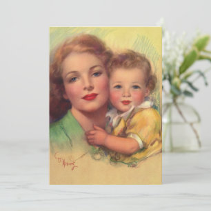 Vintage-Familienporträt von Mutter und Kind Einladung