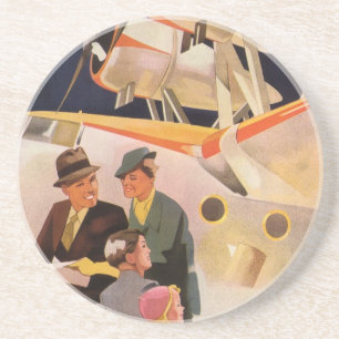Vintage Familienurlaub mit Wasserflugzeug und Prop Getränkeuntersetzer