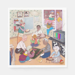 Vintage Family Art Napkin Serviette