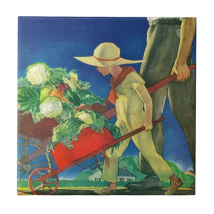 Vintage Family Farm Erntefülle Kacheln 4,25" sq