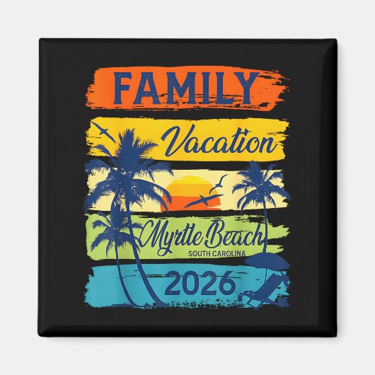Vintage Family Vacation Myrtle-beach 2026 Matching Magnet (Vorne)