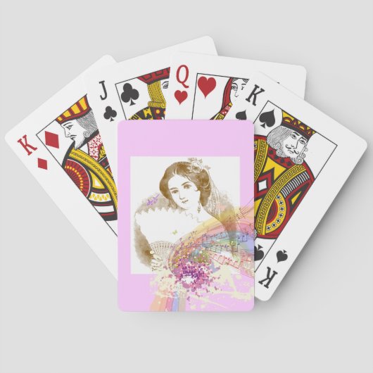 Vintage Fan Lady Deck Karten Spielkarten (Rückseite)
