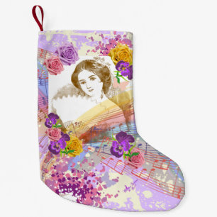 Vintage Fan Lady Music&Blume Weihnachten Strumpf Kleiner Weihnachtsstrumpf