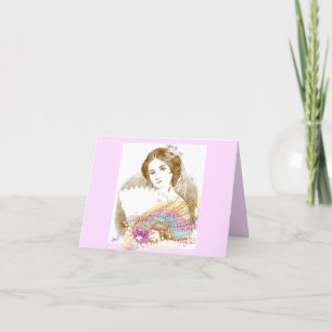 Vintage Fan Lady Music ColorSplash-Notecard Karte