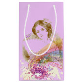 Vintage Fan Lady Small Matte Geschenktasche Kleine Geschenktüte (Rückseite)