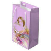 Vintage Fan Lady Small Matte Geschenktasche Kleine Geschenktüte (Rückseite Schrägansicht)