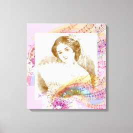 Vintage Fan Lady Stretched Leinwand Art