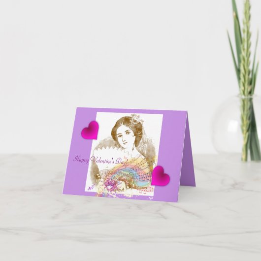 Vintage Fan Lady Valentine Notecard Feiertagskarte (Vorderseite)