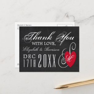 Vintage Fancy Heart - Kreidetafel Hochzeit Danke Postkarte